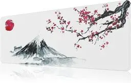 Produktbild: EFISH Japanische Kirschblüte Weißes Mauspad (800 × 300 × 3 MM) Erweiterte große Mausmatte Schreibtisch Pad, genähte Kanten Mauspad, rutschfester Gummiboden, Gaming Mauspad XL