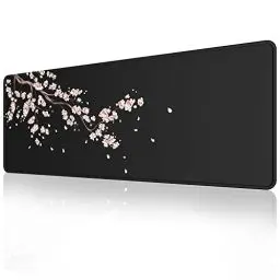 Produktbild: EFISH Rosa und Schwarz Kirschblüten Mauspad (800 × 300 × 3 MM) Verlängertes großes Mauspad Schreibtischauflage, genähte Kanten Mauspad, rutschfeste Gummibasis, Gaming-Mauspad