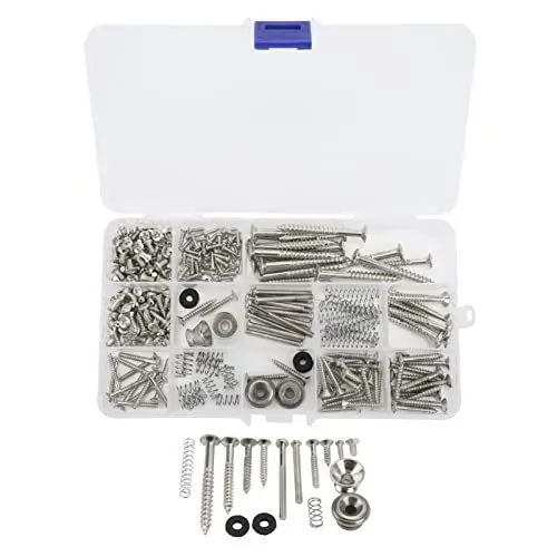Produktbild: E-Gitarren-Schraubensatz Mehrere Größen Metall-Reparaturwerkzeug-Kit für Gitarren mit Schrauben, Unterlegscheiben und Federn Reparaturbefestigungen(Silber)