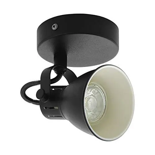 Produktbild: EGLO Deckenlampe Seras 1, 1 flammige Deckenleuchte Industrial, Klassisch, Deckenstrahler aus Stahl, Wohnzimmerlampe in Schwarz, Küchenlampe, Spot mit GU10 Fassung