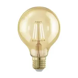 Produktbild: EGLO E27 LED Lampe dimmbar, Golden Vintage Glühbirne, Globe Deko Leuchtmittel für Retro Beleuchtung, 4 Watt (entspricht 28 Watt), 300 Lumen, warmweiß, 1700k, Edison Birne G80, Ø 8 cm