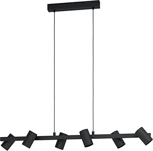 Produktbild: EGLO Hängelampe Gatuela 1, Pendelleuchte Esstisch mit 6 Spots, Hängeleuchte aus Metall in Schwarz, Esszimmerlampe hängend, Wohnzimmerlampe mit E14 Sockel