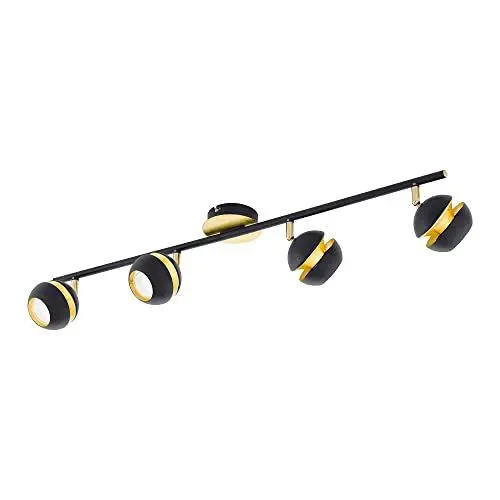 Produktbild: EGLO LED Deckenlampe Nocito, 4 flammige Deckenleuchte, Deckenstrahler aus Metall, Wohnzimmerlampe in Schwarz, Gold, Flurlampe, Spots inkl. GU10 Leuchtmittel, warmweiß