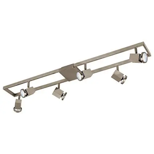 Produktbild: EGLO LED Deckenlampe Zeraco, 6 flammige Deckenleuchte, Deckenstrahler aus Metall, Kunststoff, Wohnzimmerlampe in Silber, Spots inkl. GU10 Leuchtmittel, warmweiß