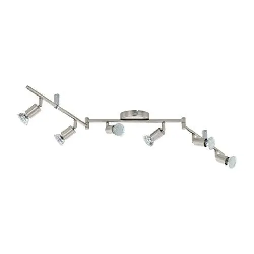 Produktbild: EGLO LED Deckenleuchte Buzz-LED, 6 flammige Deckenlampe, Deckenstrahler aus Metall in Nickel-Matt, Wohnzimmerlampe, Küchenlampe, Spots inkl. GU10 Leuchtmittel, warmweiß, L 105 cm