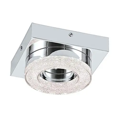 Produktbild: EGLO LED Deckenleuchte Fradelo, 1 flammige Deckenlampe, Wohnzimmerlampe aus Metall und Kunststoff in Chrom, Kristall in Klar, Schlafzimmerlampe rund, LEDs warmweiß, L x B 14 cm