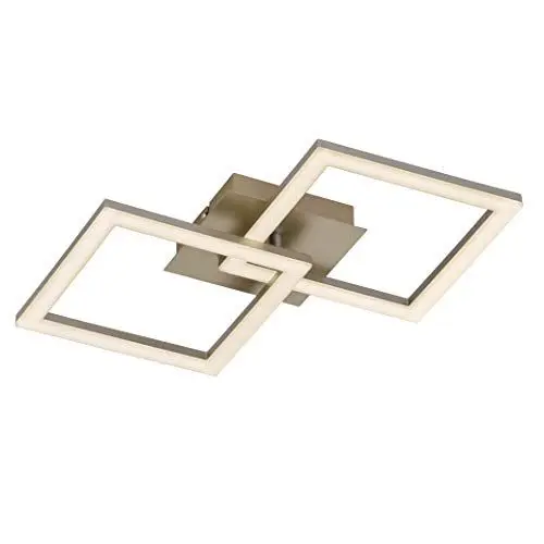 Produktbild: EGLO LED Deckenleuchte Huerta, Wohnzimmerlampe, 2 flammige Deckenlampe, Küchenlampe aus Metall in Silber, Kunststoff in Weiß, LED Schlafzimmerlampe warmweiß, L x B 37 cm