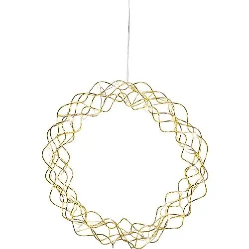 Produktbild: EGLO LED Lichterkranz, Fensterlicht Weihnachten aus Draht und Kunststoff in Messing, Weihnachtskranz beleuchtet, Fensterdeko Wohnzimmer, warmweiß, Ø 30 cm, Länge Kabel 350 cm
