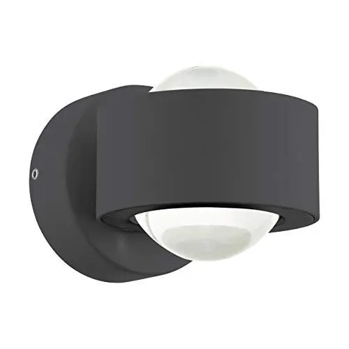 Produktbild: EGLO LED Wandlampe Ono 2, 2 flammige Wandleuchte, Wandstrahler innen aus Aluminium und Kunststoff, Wohnzimmerlampe in Anthrazit, Klar, LED Flurlampe mit Up and Down Light in warmweiß