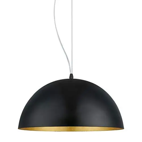 Produktbild: EGLO Pendellampe Gaetano 1, 1 flammige Pendelleuchte, Hängelampe aus Stahl, Farbe: Schwarz, gold, Fassung: E27, Ø: 38 cm