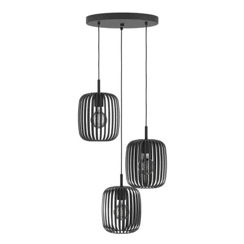 Produktbild: EGLO Pendellampe Romazzina, 3-flammige Pendelleuchte über Esstisch, runde Hängeleuchte aus Metall in Schwarz, Hängelampe mit E27 Fassung, Ø 46 cm
