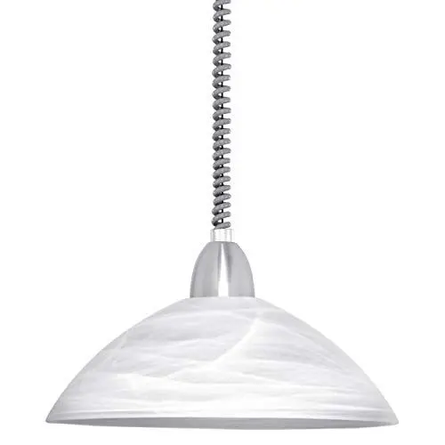 Produktbild: EGLO Pendelleuchte Lord 2, Hängelampe höhenverstellbar, Pendellampe klassisch, Wohnzimmerlampe hängend aus Metall in Silber, Kunststoff in Grau und Alabaster-Glas in Weiß, E27 Fassung