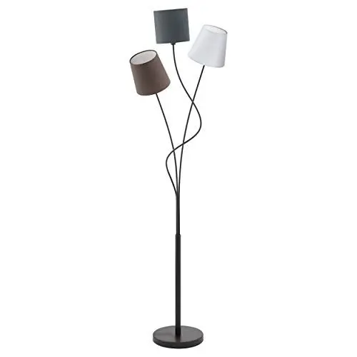 Produktbild: EGLO Stehlampe Maronda, 3 flammige Stehleuchte, Standleuchte aus Stahl und Stoff, Farbe: Schwarz, anthrazit, weiß, braun, Fassung: E14, inkl. Trittschalter