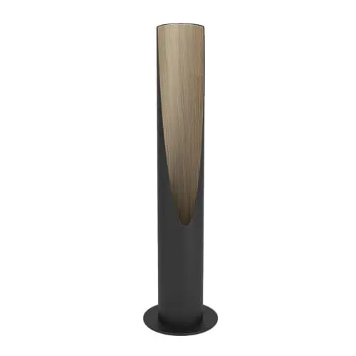 Produktbild: EGLO Tischlampe Barbotto, Tischleuchte mit indirekter Beleuchtung, Wohnzimmerlampe aus Metall in Schwarz und Holz in Eiche, Deko-Lampe inkl. GU10-Leuchtmittel, 40 cm, warmweiß