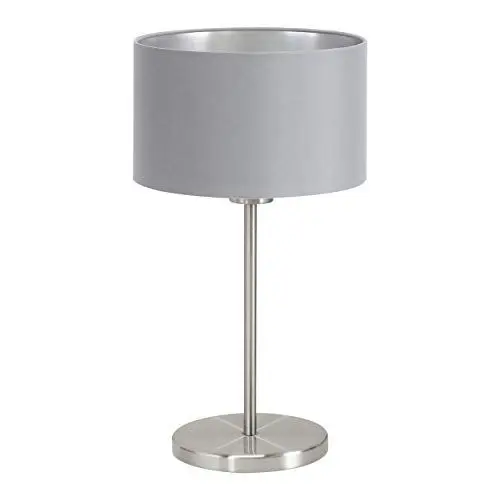 Produktbild: EGLO Tischlampe Maserlo, 1 flammige Textil Tischleuchte, Nachttischlampe aus Stahl und Stoff, Farbe: Nickel matt, grau, silber, Fassung: E27, inkl. Schalter