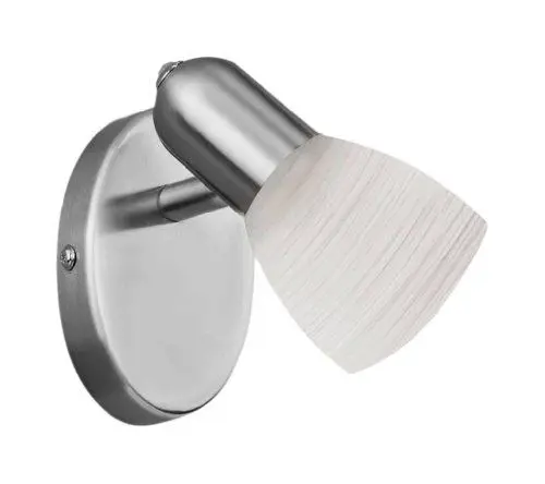 Produktbild: EGLO Wandlampe Dakar 1, 1 flammige Wandleuchte, Wandspot aus Stahl in silber, Milchglas mit Wischtechnik, weiß, E14 Fassung