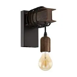 Produktbild: EGLO Wandlampe Townshend 4, 1 flammige Vintage Wandleuchte im Industrial Design, Retro Lampe aus Stahl, Farbe: Schwarz, braun, Fassung: E27