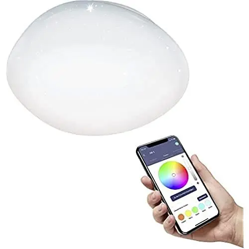 Produktbild: EGLO connect.z Smart-Home LED Deckenleuchte Sileras-Z, Sternenhimmel Deckenlampe, ZigBee, App und Sprachsteuerung Alexa, Lichtfarbe einstellbar (warmweiß-kaltweiß), RGB, dimmbar, Ø 60 cm