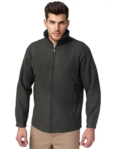 Produktbild: EGOMAXX Herren Warme Fleece Reißverschluss Jacke Flanell Full Zip Sweatshirt Übergangsjacke Blouson ohne Kapuze, Farben:Grau, Größe Jacken:3XL