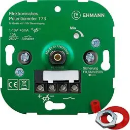 Produktbild: EHMANN 7300x0000 Elektronisches Potentiometer, 230 V, 50 Hz, Steuerstrom: max. 40 mA zum Dimmen von Leuchten mit elektronischen Vorschaltgeräten (EVG) oder Geräten mit Steuerspannung (1-10 V)