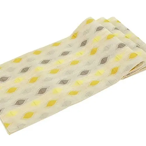 Produktbild: EHOMERY Couchtisch Dekor Wallnuss, Deko As Tischläufer Gelb Geometrische Gitterblätter Tischläufer Polyester 35x200CM