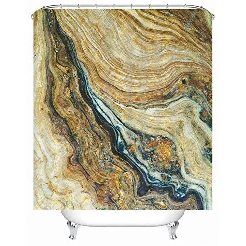 Produktbild: EHOMERY Duschvorhang Zum Einhängen Duschrollo Maßanfertigung Bergfelsen Polyester Braun Rostfreie Ösen Und 12 Hakenringe, 140X180Cm