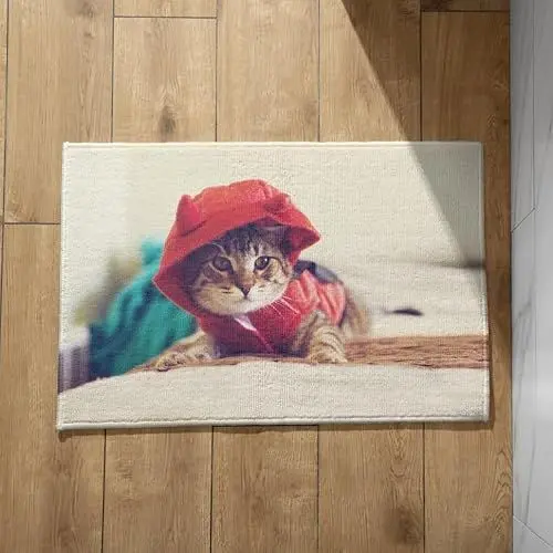 Produktbild: EHOMERY Fußmatten Haustür Außen Personalisiert Sauberlaufmatte Waschbar Katze Fußmatte Innen Lang Schmal Türmatte 40x60cm, rutschfeste Dekorative Fußmatte Aus Plüschbaumwolle
