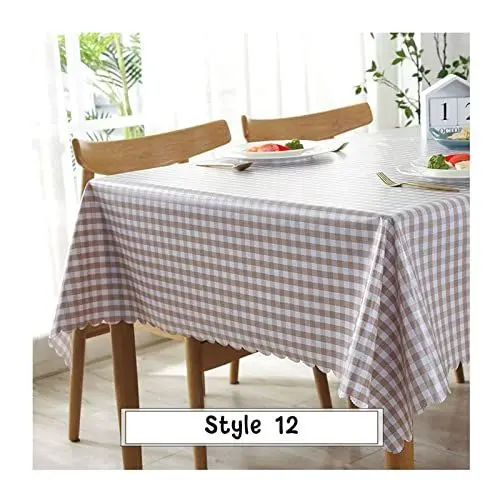 Produktbild: EHOMERY Tischdecke Bierzeltgarnitur Stoff Table Cloth for Birthday Gitter Tischdecken Kreuzstich Table Cloth Rectangle Braun Weiß Tischschutz Dekoration 110X160Cm