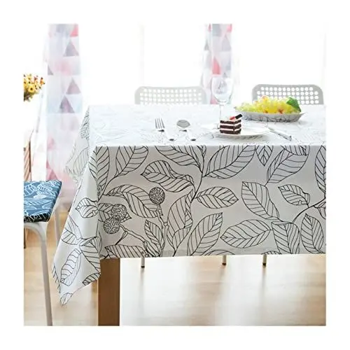 Produktbild: EHOMERY Tischdecke Bierzeltgarnitur Stoffähnlich Wachstuch Eckig Wetterfest Blätter-Muster Meterware Abwischbare Tischdecke Clothes Table Weiß Tischschutz Dekoration 90X90Cm