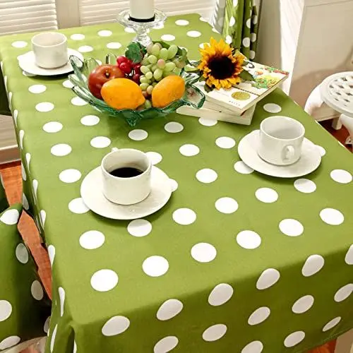 Produktbild: EHOMERY Tischdecke Bügelfrei Fleckabweisend Tischtuch Abwaschbar Großer Tupfen Gartentischdecke Tropic Tischtuch Klein Quadratisch Grün Tischschutz Dekoration 60X60Cm