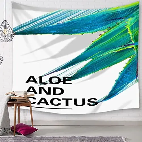 Produktbild: EHOMERY Wandteppiche Tapisserie Tuch Grün Aloe Vera Natürliche Pflanze Yoga Anatures Strandtuch Wandbehang Deko Wandschmuck Groß Schlafzimmer Wohnzimmer Wanddekoration 118X102 Inches