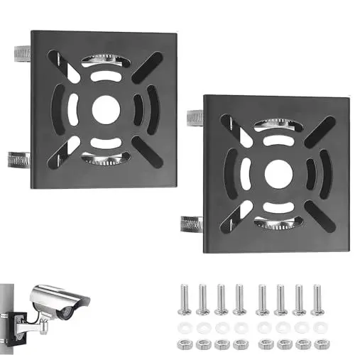 Produktbild: E-Horde Universelle vertikale Stangenhalterung für CCTV-Überwachungskamera, PTZ Kuppelstange, Wandbefestigung, Eckhalterung aus massivem Metall mit 200 mm Schlaufen (2, schwarz)