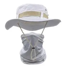 Produktbild: ehsbuy Sonnenhut Herren UPF 50+ Safari Hut Sommerhut Breiter Krempe Camo Wanderhut Armee Boonie Hut mit Kühlender Multifunktionstuch Schlauchschal Outdoor Fischerhut