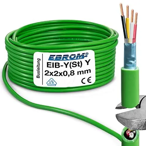Produktbild: EIB Busleitung Kabel EIB-Y(St) Y 2x2x0,8 mm grün Datenleitung/Datenkabel Installationsbusleitung Telekommunikationskabel – viele Längen - von 5 Meter bis 100 Meter – Ihre ausgewählte Länge: 5 Meter