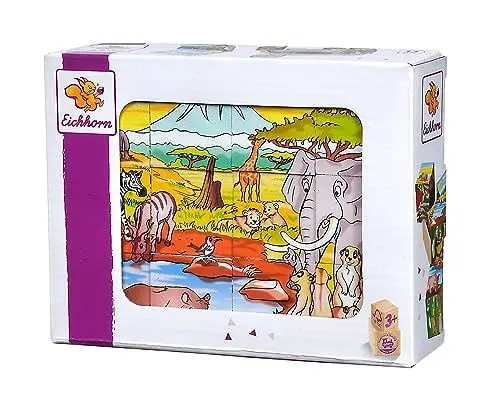 Produktbild: Eichhorn 100005480 - Bilderwürfel, 6 Motive mit 12 Bausteinen, 13-TLG. 16x12cm, FSC 100% Zertifiziertes Birkenholz