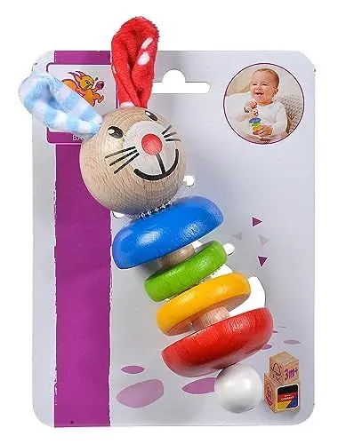 Produktbild: Eichhorn 100017017 - Baby Greifling mit Hasenmotiv, 5x17,5cm, FSC 100% Zertifiziertes Buchenholz, Made in Germany