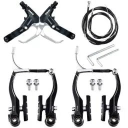 Produktbild: EICKMO Fahrradbremsen Set Komplettes Universal V-Brake Fahrrad Bremse Vordere und Hintere MTB Bremsen, innere äußere Bremsseile und Bremshebel Kit für Mountainbikes und Rennräder (Silbrig)