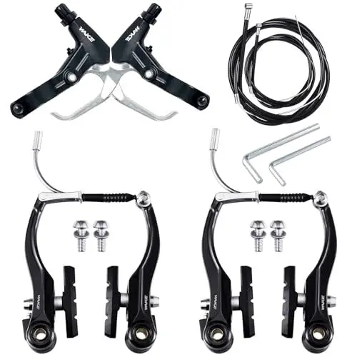 Produktbild: EICKMO Fahrradbremsen Set Komplettes Universal V-Brake Fahrrad Bremse Vordere und Hintere MTB Bremsen, innere äußere Bremsseile und Bremshebel Kit für Mountainbikes und Rennräder (Silbrig)