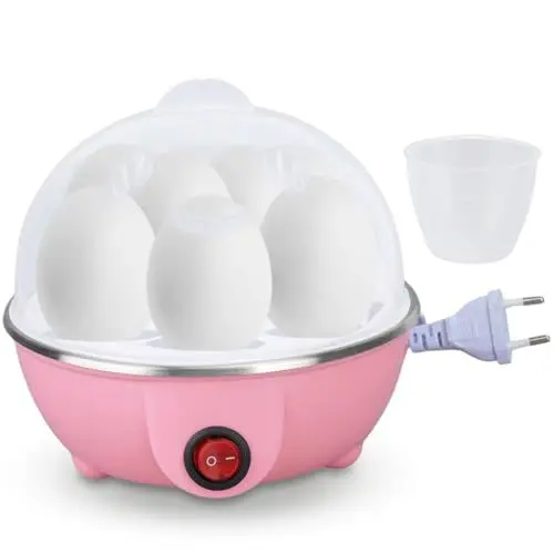 Produktbild: Eierkocher, 7 Eier Kapazität, elektrischer Eierkocher, Anti-Trockenverbrennung, automatische Abschaltung, Eierpochierer mit Heizplatte, gekochte Eierkocher (Rosa)