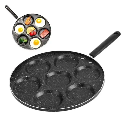 Produktbild: Eierpfanne, Spiegeleierpfanne für 7 Tassen, Maifan Antihaftbeschichtete Pochierte Eierpfanne Steinbeschichtete Pfannkuchenpfanne für Burger, Omelett, Camping Im Freien