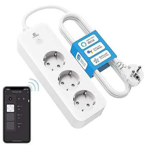 Produktbild: Eightree Smart Wlan Steckdosenleiste mit 3 AC-Anschlüsse, Smart Mehrfachsteckdose mit Stromverbrauch & Fernsteuerung, funktioniert Alexa, Google Home, SmartThings Sprachsteuerung, 16A, 1.5M