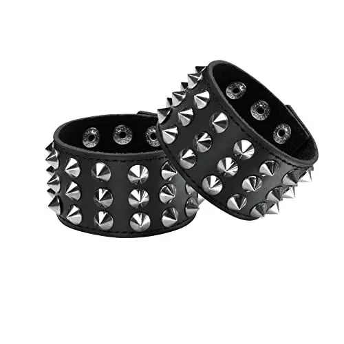 Produktbild: Eigso 1 Paar Punk Nieten Spikes Pu Leder Armband für Männer und Frauen Rock and Roll Niete Biker Breite Armband einstellbar