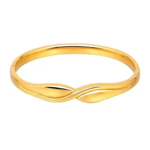 Produktbild: Eigso 5MM Gold-Armband für Männer Frauen Edelstahl-Armreif Armband Glossy Cuff Wristlet
