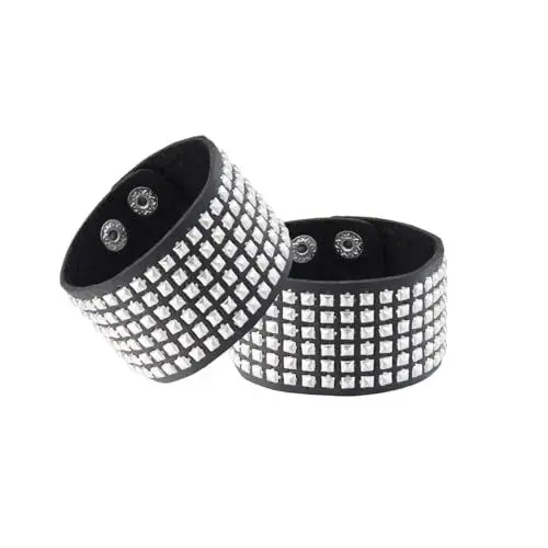 Produktbild: Eigso Frauen Retro 80s Rock Nieten Armbänder Oldschool Leder Nieten Armband für Frau Mann