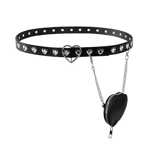Produktbild: Eigso Gothic Ledergürtel für Frauen Männer mit Goth Love Heart Handtasche für Frau Mann