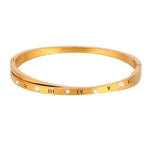 Produktbild: Eigso Minimalistisches Goldarmband für Männer Frauen Edelstahl Charm Armband für Mann Frau Römische Zahl Klassisches Armband