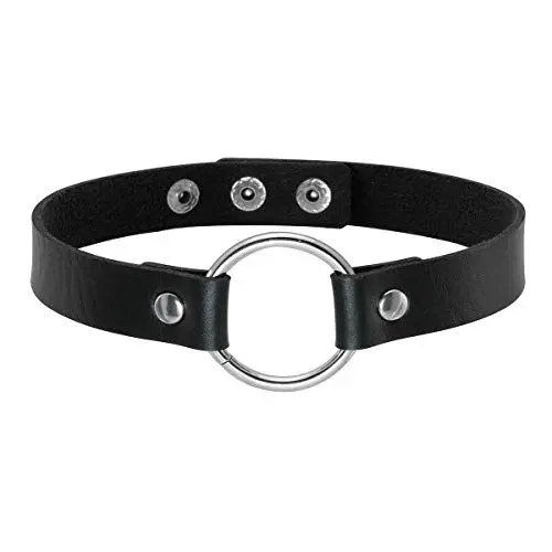 Produktbild: Eigso O-Ring Punk Choker Halsband Gothic mit Legierung und Knopfverschluss für Damen und Herren