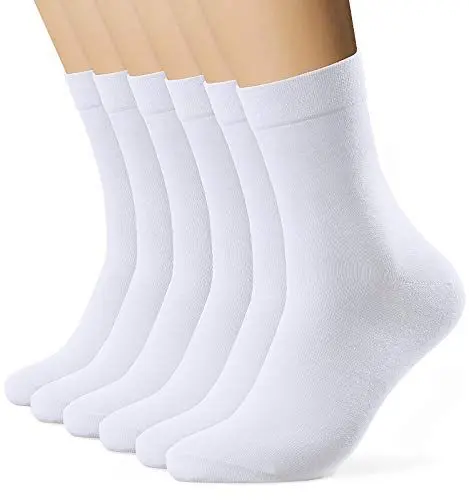 Produktbild: EIISSION Socken Herren Damen 39-42 Weiß Warme Sportsocken Unisex Business Lange mit Baum-wolle Haltbarkeit für Sport Freizeit 6 Paar Weiß 39-42