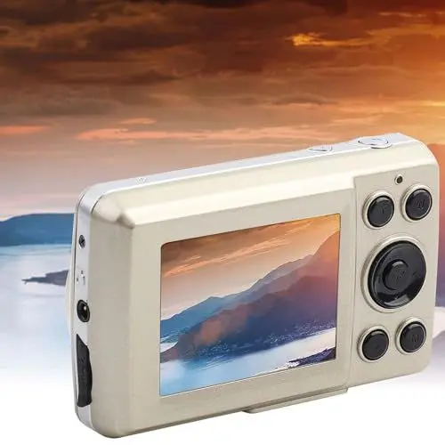 Produktbild: EIMSOAH 16MP Digitaler Camcorder 16X Zoom HD 720P 30FPS Tragbare Kleine Kamera 2,4-Zoll-Bildschirm Videokamera für Abenteuer und Reisen (Gold)