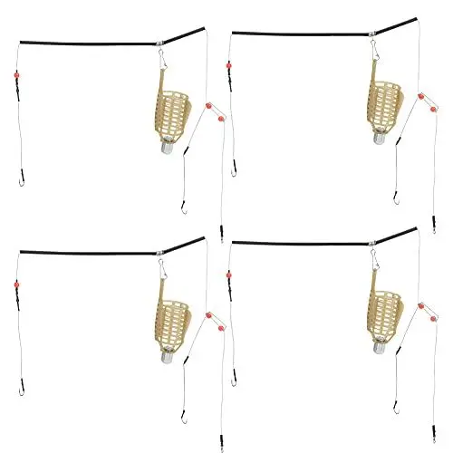 Produktbild: CHICIRIS 4PCS Tragbares, Leichtes Fischgerät-Zubehör, Angelköderkäfig, Köderfallenkorb, Futterspenderhalter mit Integriertem Angelgewicht für das Karpfenangeln (40g 4PCS)